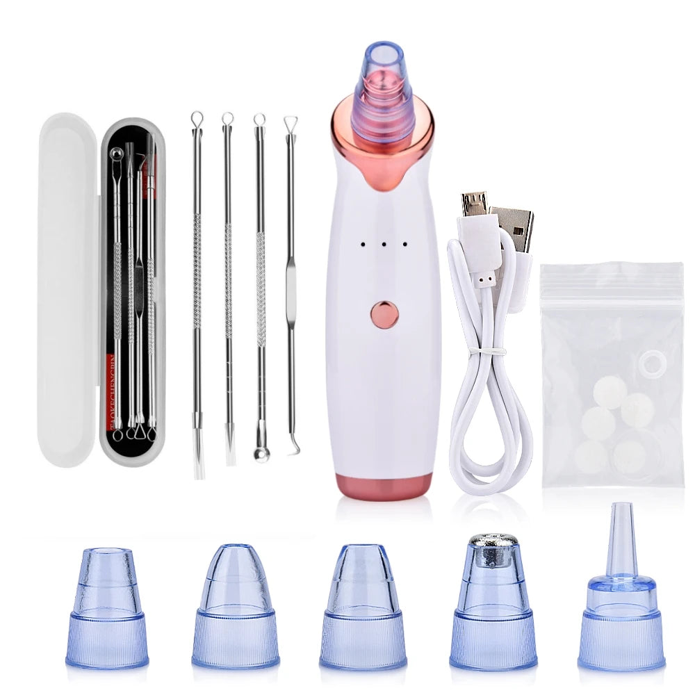 Vacuum Blackhead Removal Facial Cleansing Black Spots Suction Acne Pimple Remover Beauty Instrument USB Charge Skincare Tools - Artigo Importado