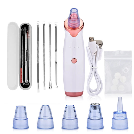Vacuum Blackhead Removal Facial Cleansing Black Spots Suction Acne Pimple Remover Beauty Instrument USB Charge Skincare Tools - Artigo Importado
