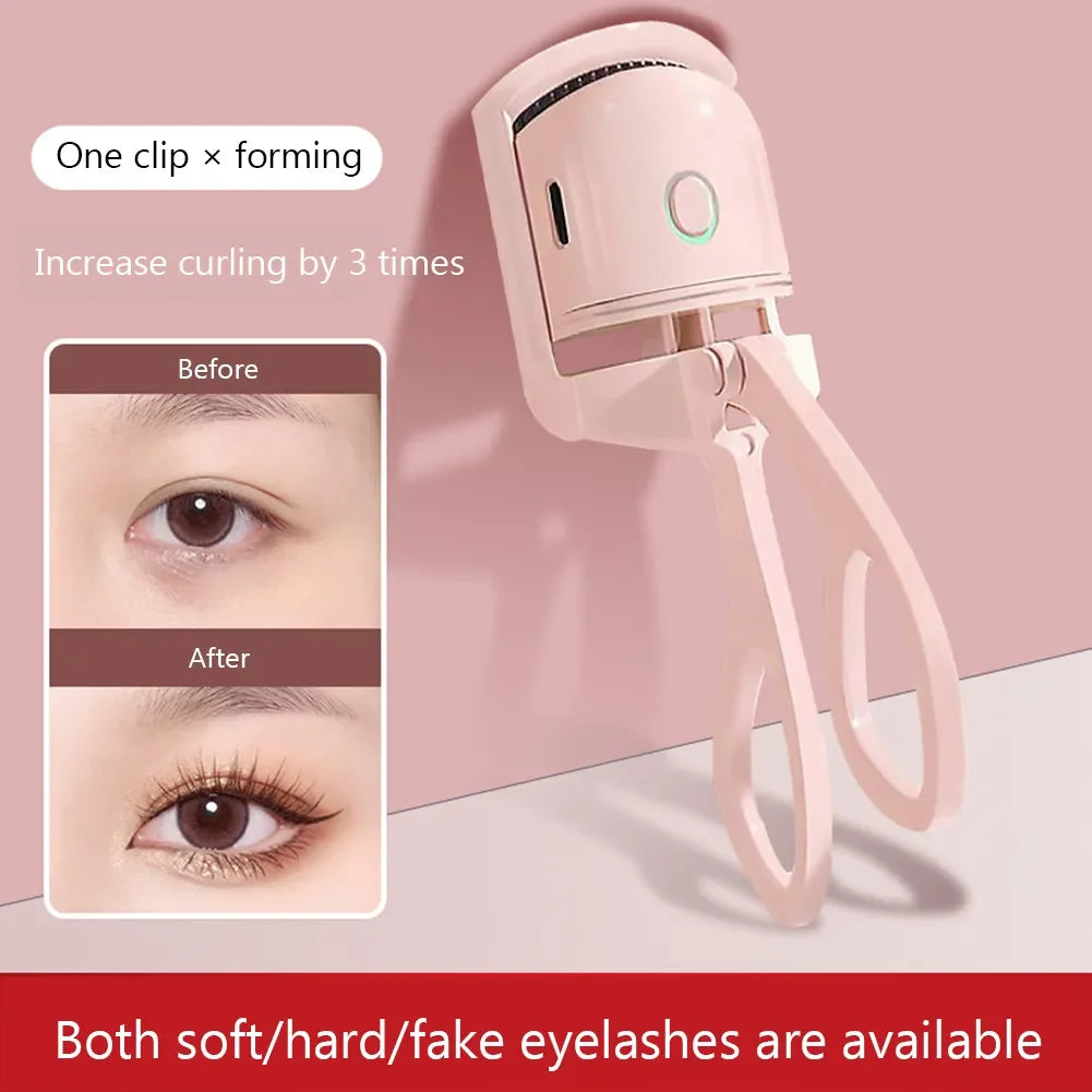 Electric Heated Eyelash Curler Eyelashes Curls Thermal Eyelash Curler USB Rechargeable Mini Long Lasting Makeup Tool Beauty Tool - Artigo Importado