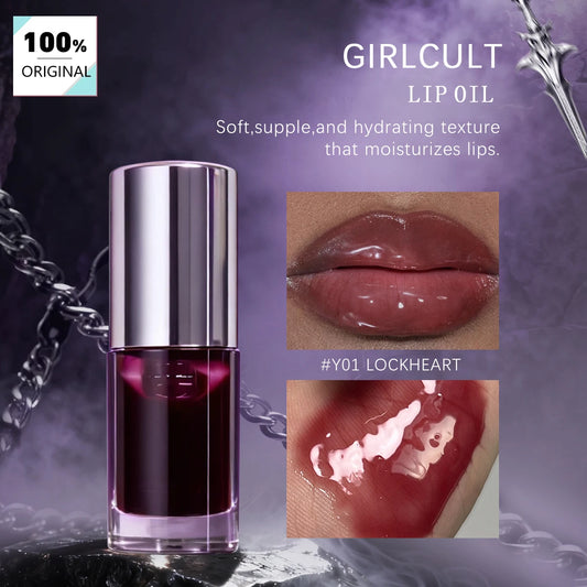 Girlcult Lip Oil Y01 Lockheart,Moisturizing&Non-Greasy,Glass Lip Effect,High-Shine Mirror Finish,Deep Lip Hydration,Light Makeup - Artigo Importado