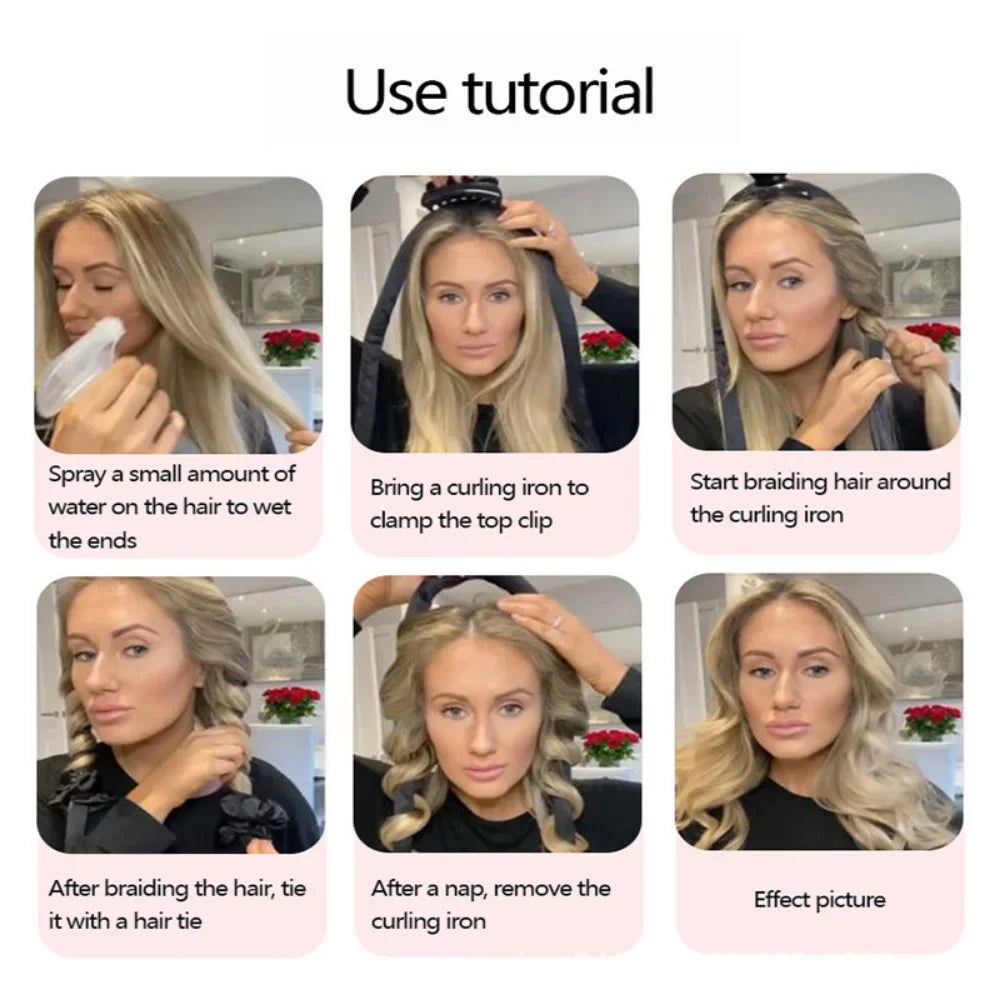 Heatless Curling Rod Headband No Heat Silk Curls Ribbon Hair Rollers Sleeping Soft Headband Lazy Hair Curlers Hair Styling Tools - Artigo Importado