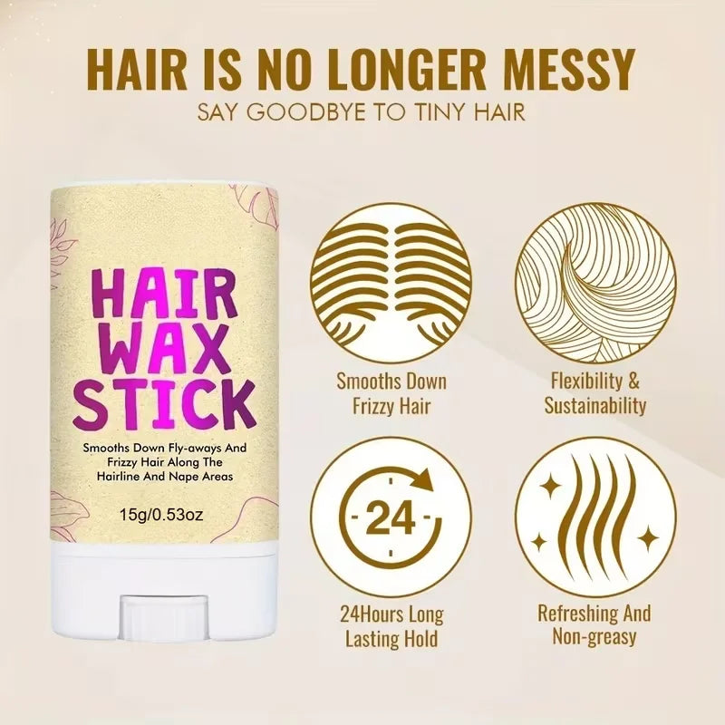 Women's styling hair wax stick Effectively smooths frizz, provides long-lasting hold, and creates a soft, shiny hairstyle. - Artigo Importado