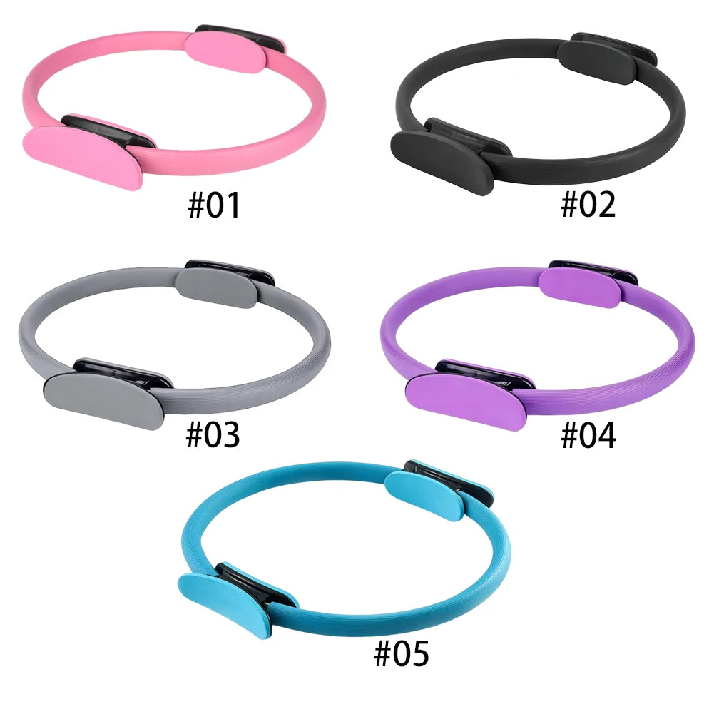 Pilates Ring Fitness Circle with Non Slip Handles Flexible Resistance Exercise Equipment for Toning Inner & Outer Thighs - Artigo Importado