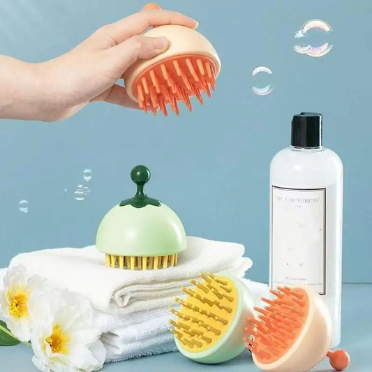 Silicone Shampoo Scalp Hair Massager Comb Bath Cleansing Exfoliator Brush Shampoo Massager Scalp Acupuncture Point Massage Brush - Artigo Importado