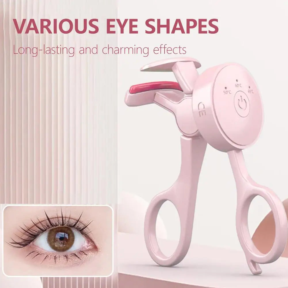 USB Electric Heated Eyelash Curler Intelligent Temperature Control Rechargeable Long-lasting Styling Eyelash Roller - Artigo Importado