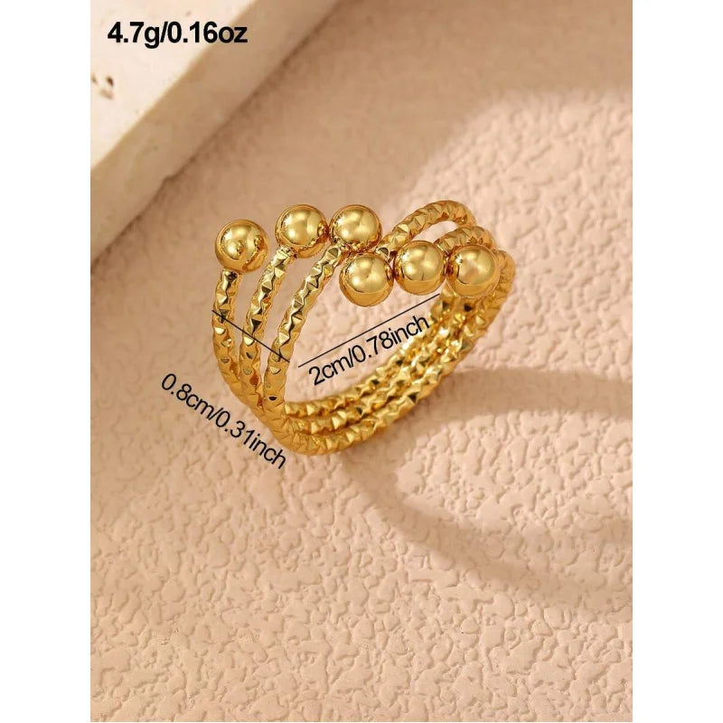 1/2pcs Minimalist Stainless Steel Geometric Line Gold Bracelet & Ring Jewelry Set, Versatile For Daily Wear And Party - Artigo Importado