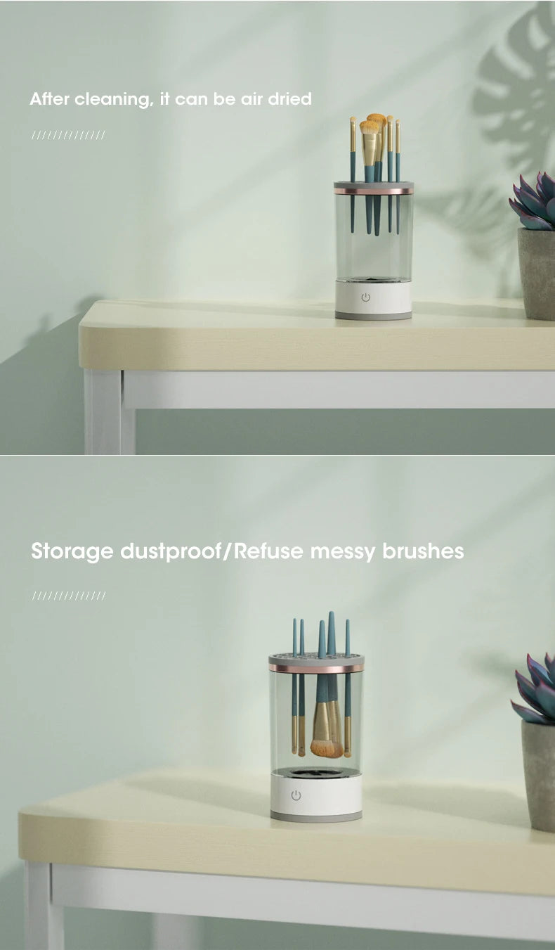 Electric Makeup Brush Cleaner Rechargeable Makeup Brushes Cleaning Tool Automatic Makeup Brush Cleaning Stand Device - Artigo Importado