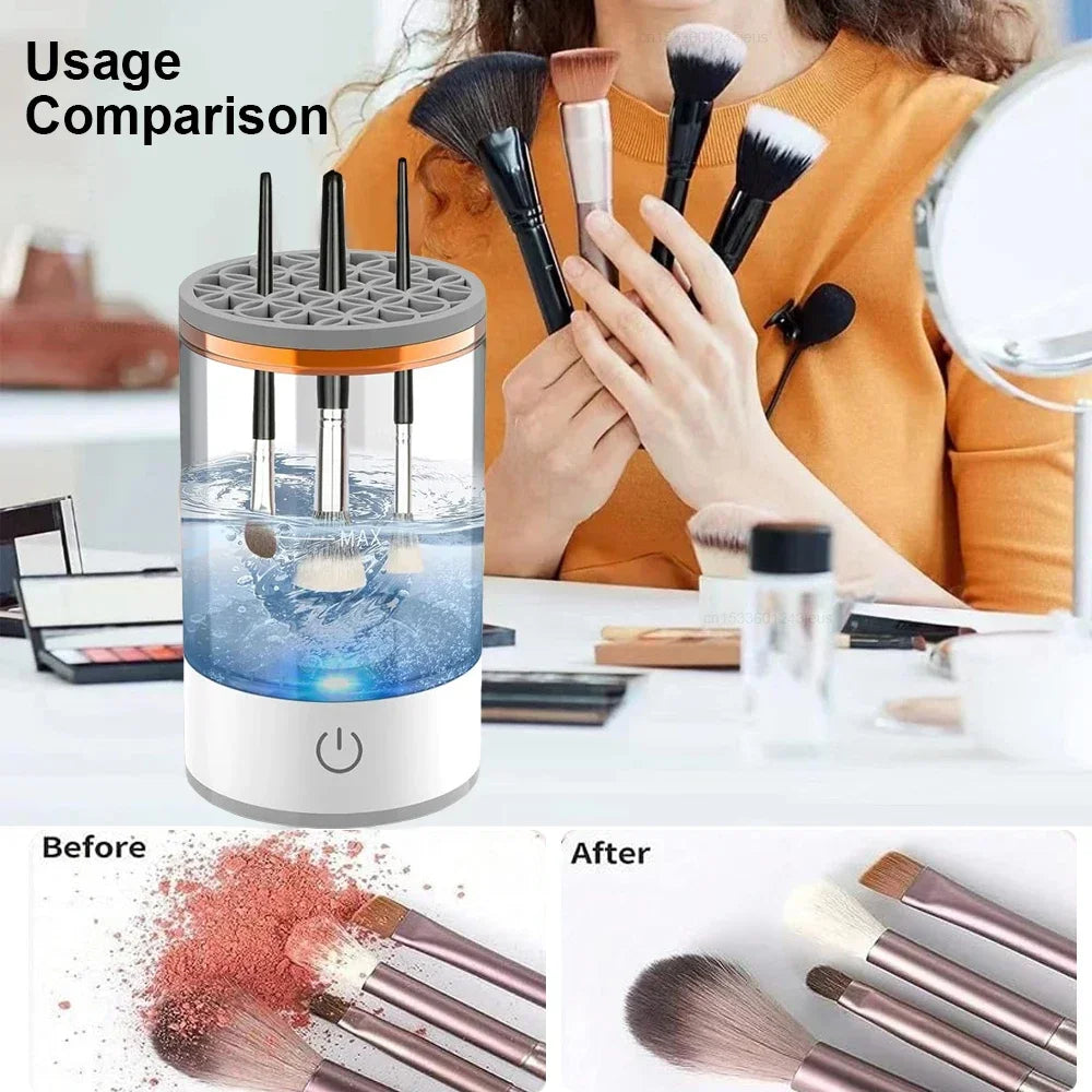 Electric Makeup Brush Cleaner Rechargeable Makeup Brushes Cleaning Tool Automatic Makeup Brush Cleaning Stand Device - Artigo Importado