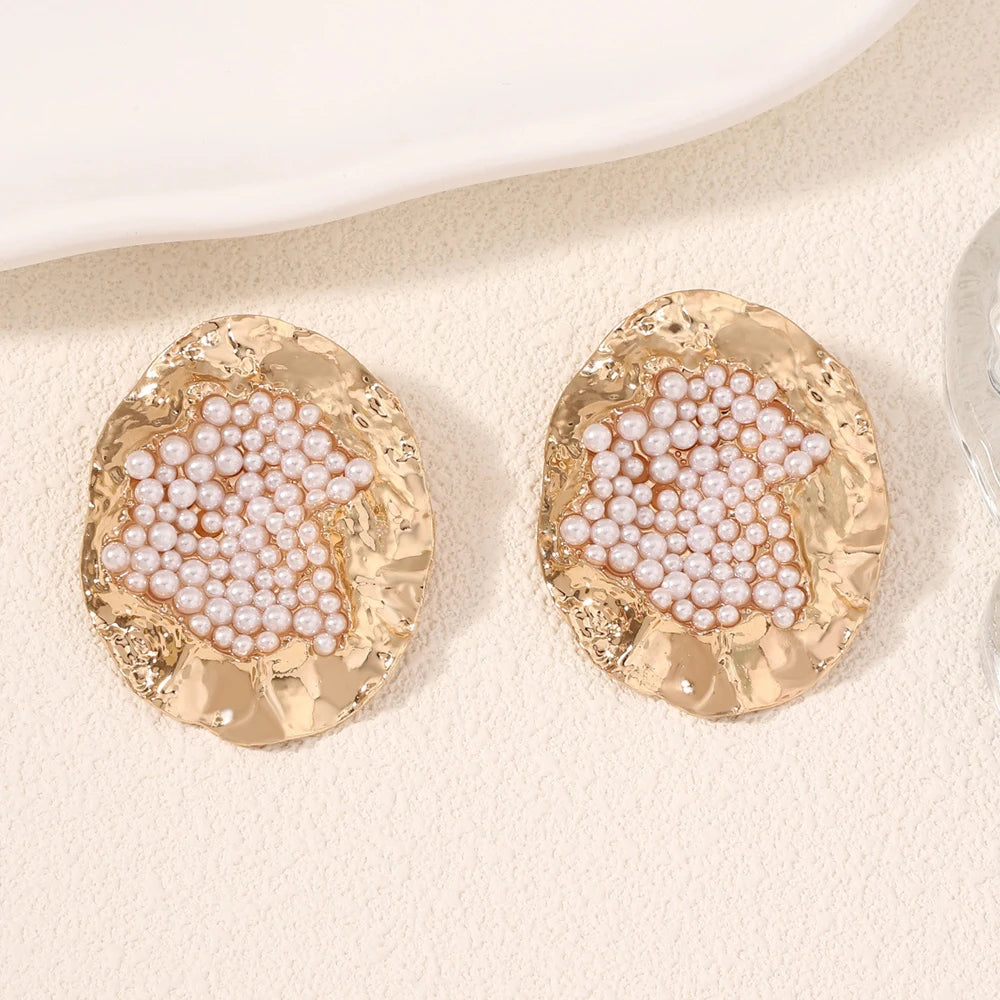 Statement Metal Round Exaggerated Earrings Trend for Women Wholesale 2025 Fashion Colorful Rhinestone Earrings Wedding Jewelry - Artigo Importado