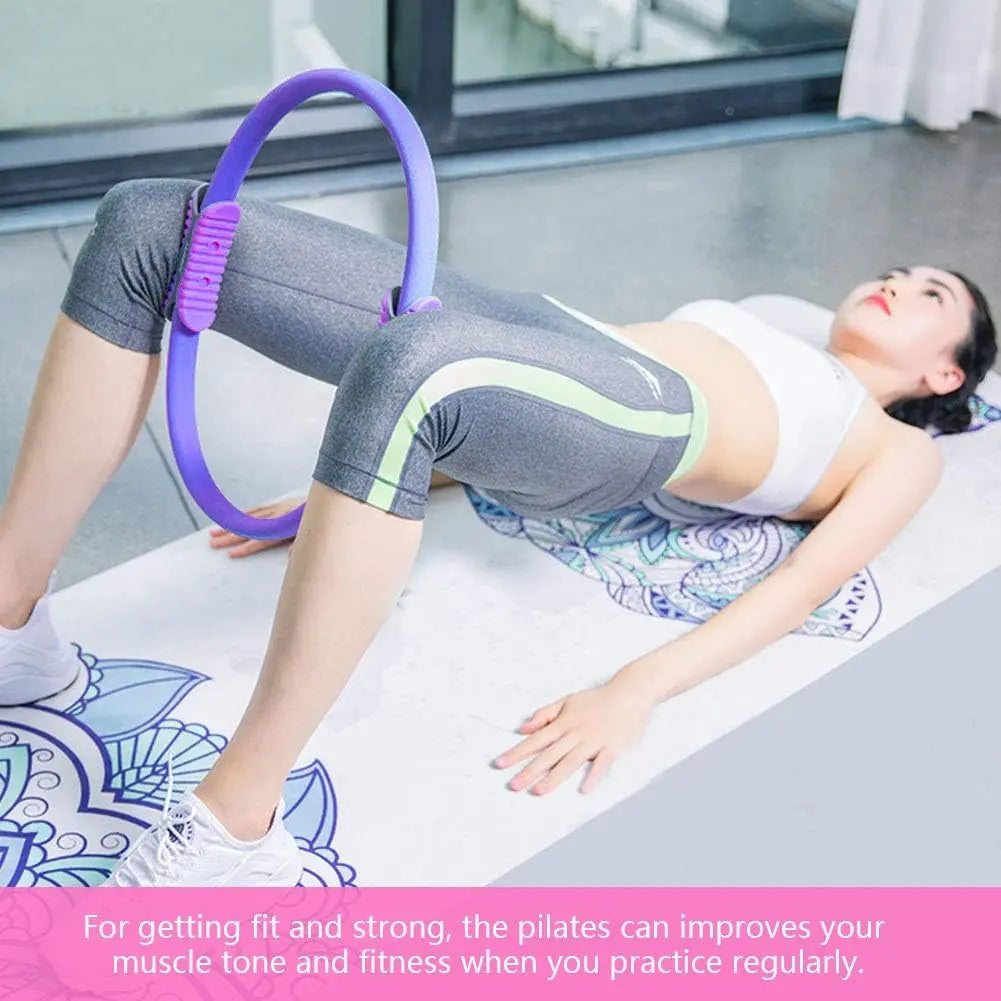 Yoga Pilates Ring Durable Non-Slip Exercise Circle Magic Exercise Circle with Dual Grip for Thigh Pelvic Floor Muscle Training - Artigo Importado