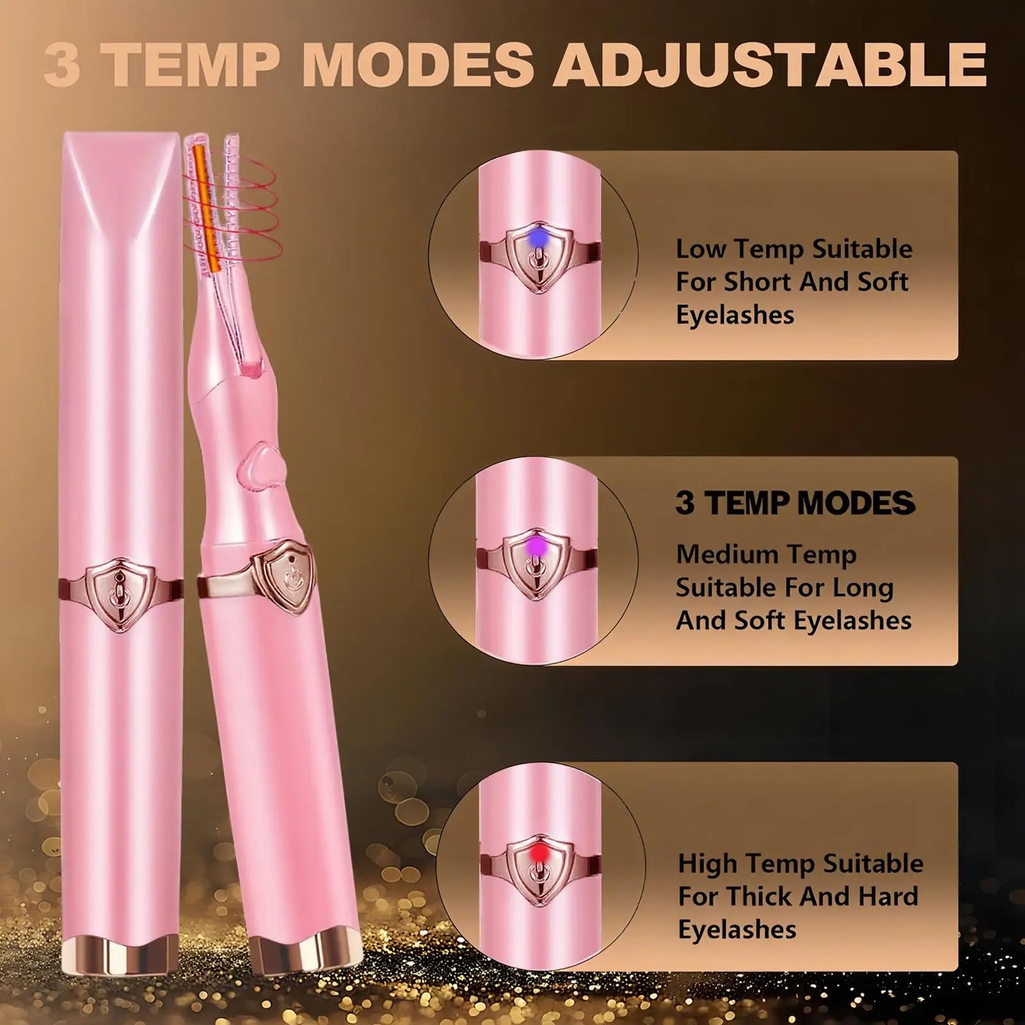 Heated Eyelash Curler 2-in-1 Clip-Type Design 3 Temperature Modes USB Rechargeable Electric Eyelash Curler for Women Girls Gift - Artigo Importado