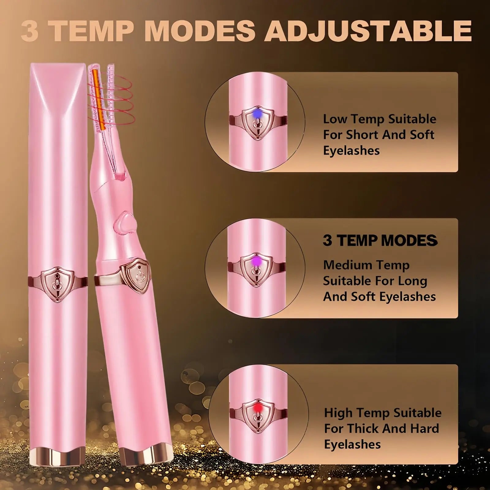 Heated Eyelash Curler 2-in-1 Clip-Type Design 3 Temperature Modes USB Rechargeable Electric Eyelash Curler for Women Girls Gift - Artigo Importado