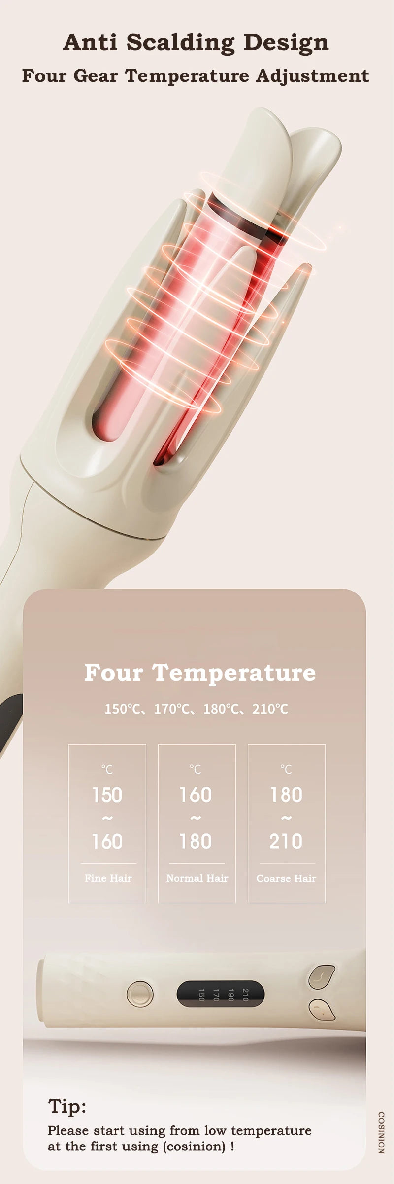 Automatic Hair Curler 28mm Negative Ions Electric Ceramic Curling Hair Stick Rotating Curl Waves Anti-Tangle Curling Iron Styler - Artigo Importado