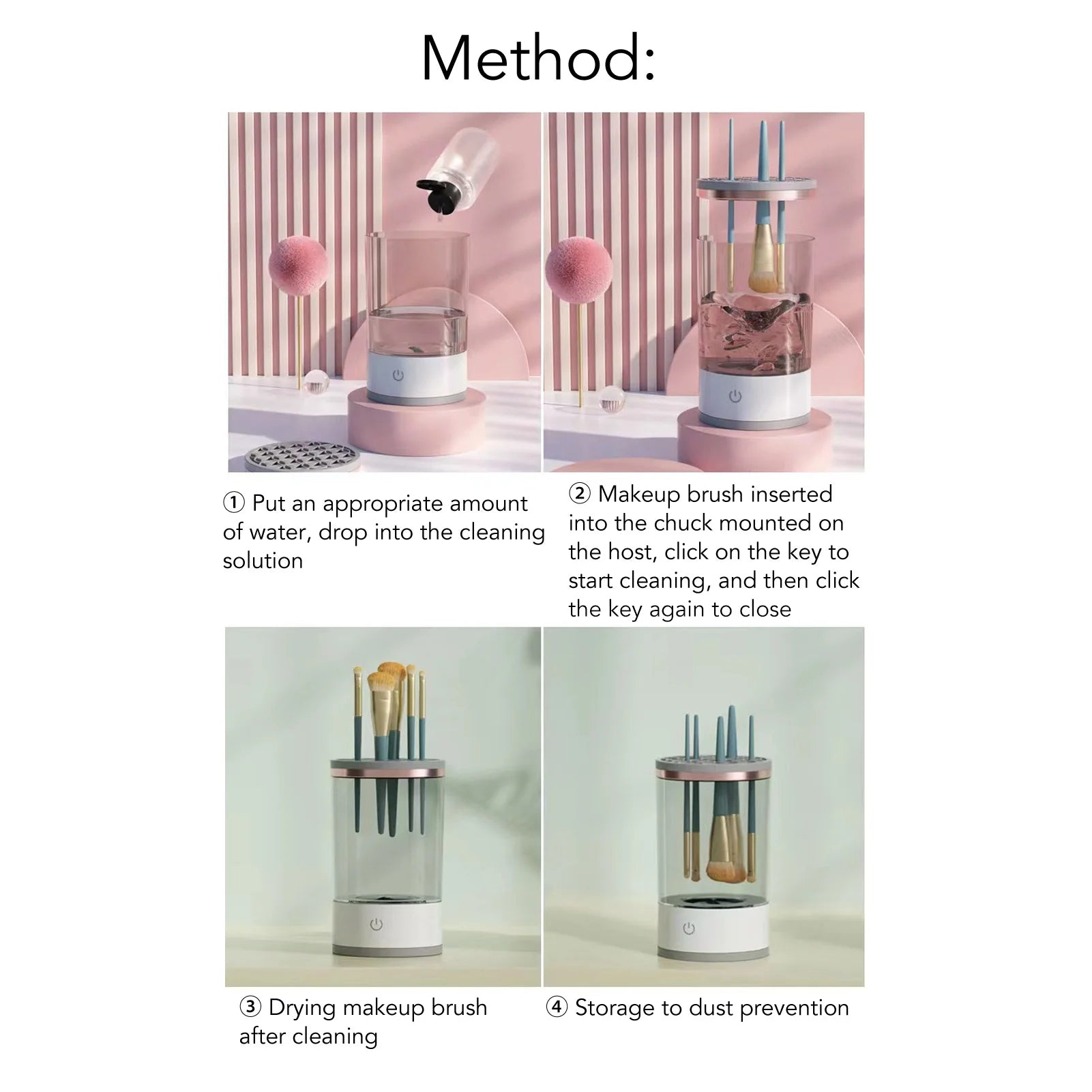 Electric Makeup Brush Cleaner Machine Automatic Brush Cleaner Machine Electric Cosmetic Automatic - Artigo Importado