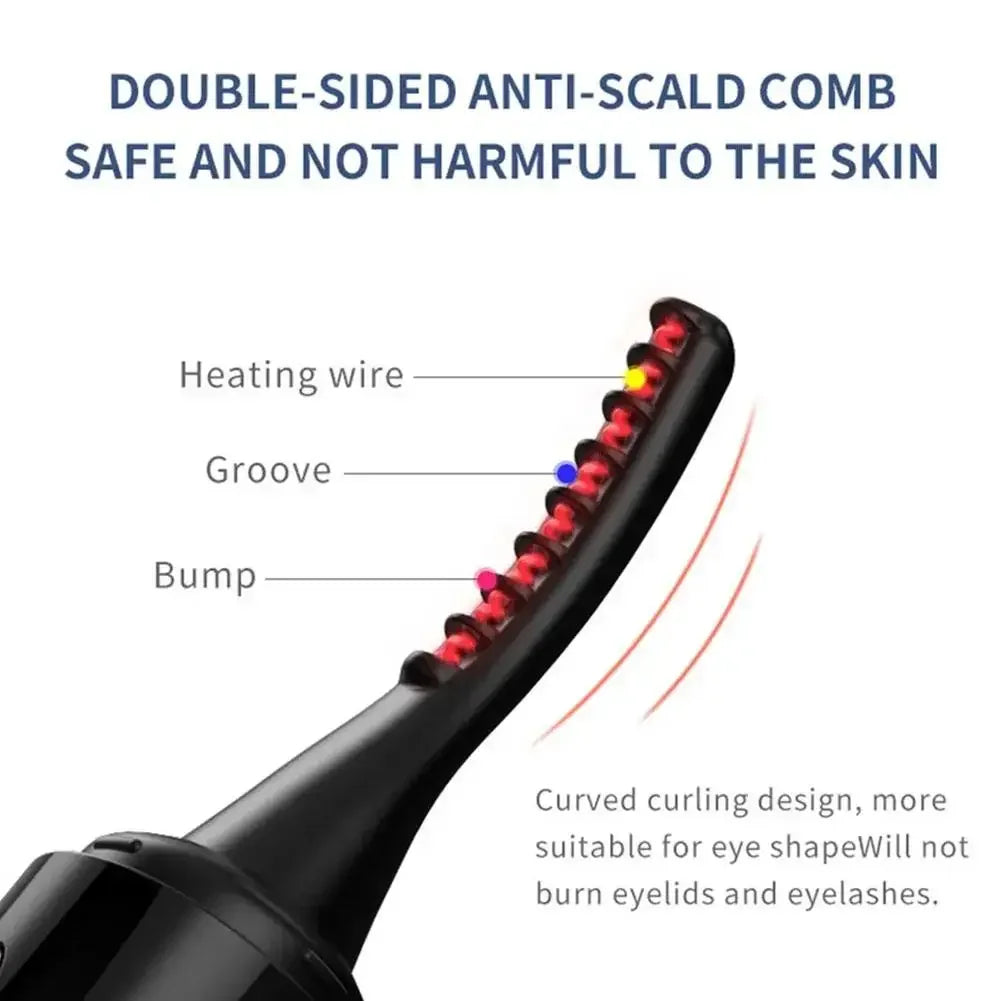 Electric Heated Eyelash Curler USB Rechargeable Eyelashes Curler 4 Mode Quick Heating Natural Curler Long Eyelash Lasting Makeup - Artigo Importado