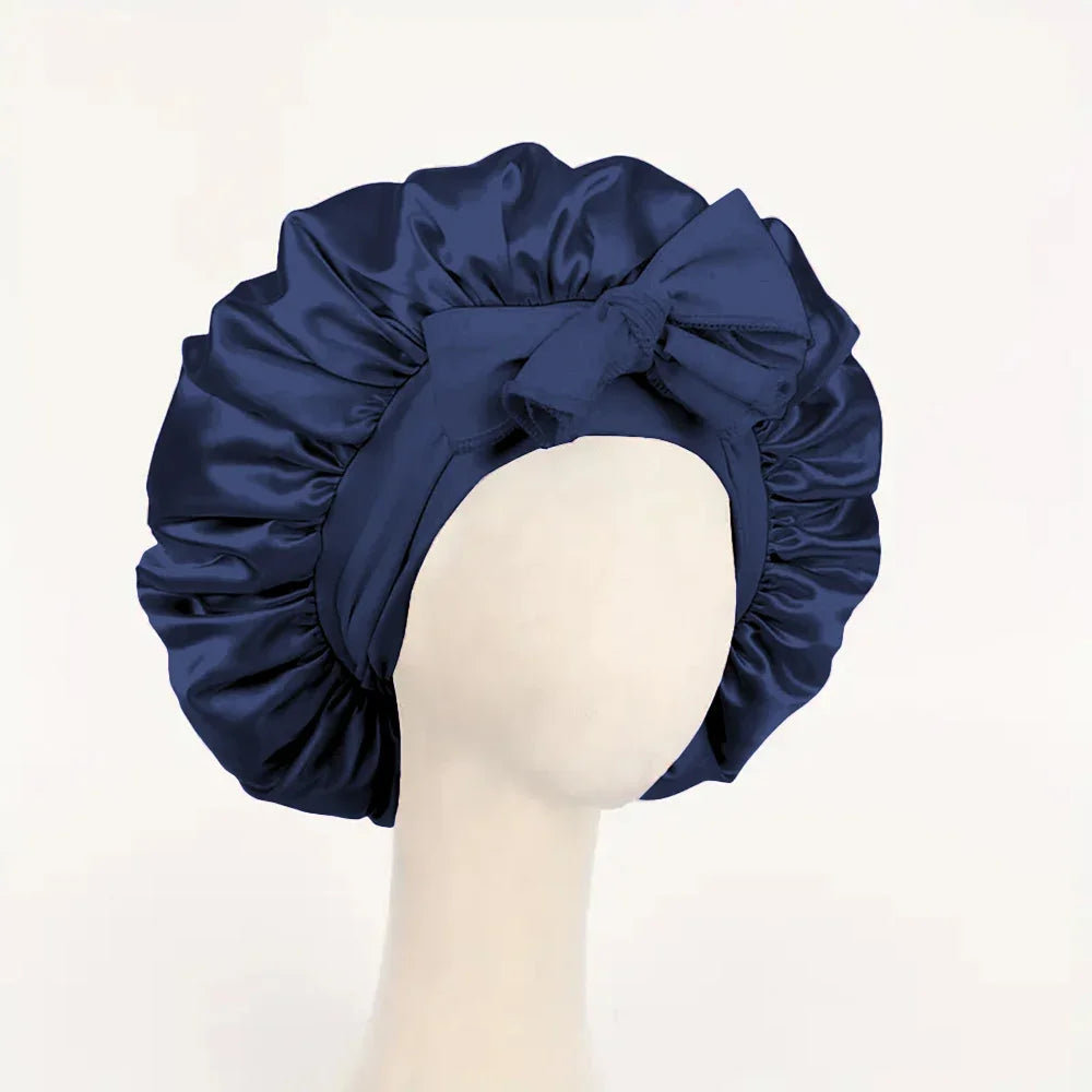 Satin Silk Hair Bonnet | Adjustable Tie Band | Sleep Bonnet for Women Men | Unisex Protective Headwear - Artigo Importado