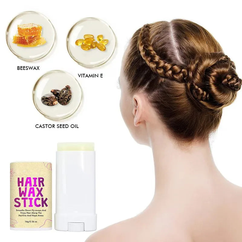 Women's styling hair wax stick Effectively smooths frizz, provides long-lasting hold, and creates a soft, shiny hairstyle. - Artigo Importado