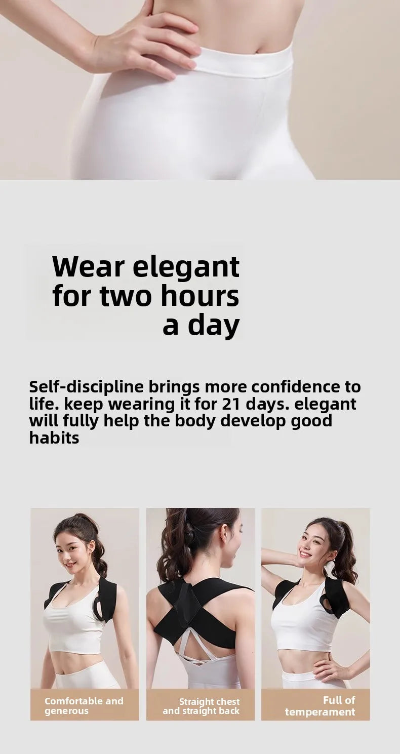 Posture Corrector for Adults - Adjustable Back Brace To Straighten Spine Improve Shoulder Alignment Kyphosis Correction - Artigo Importado