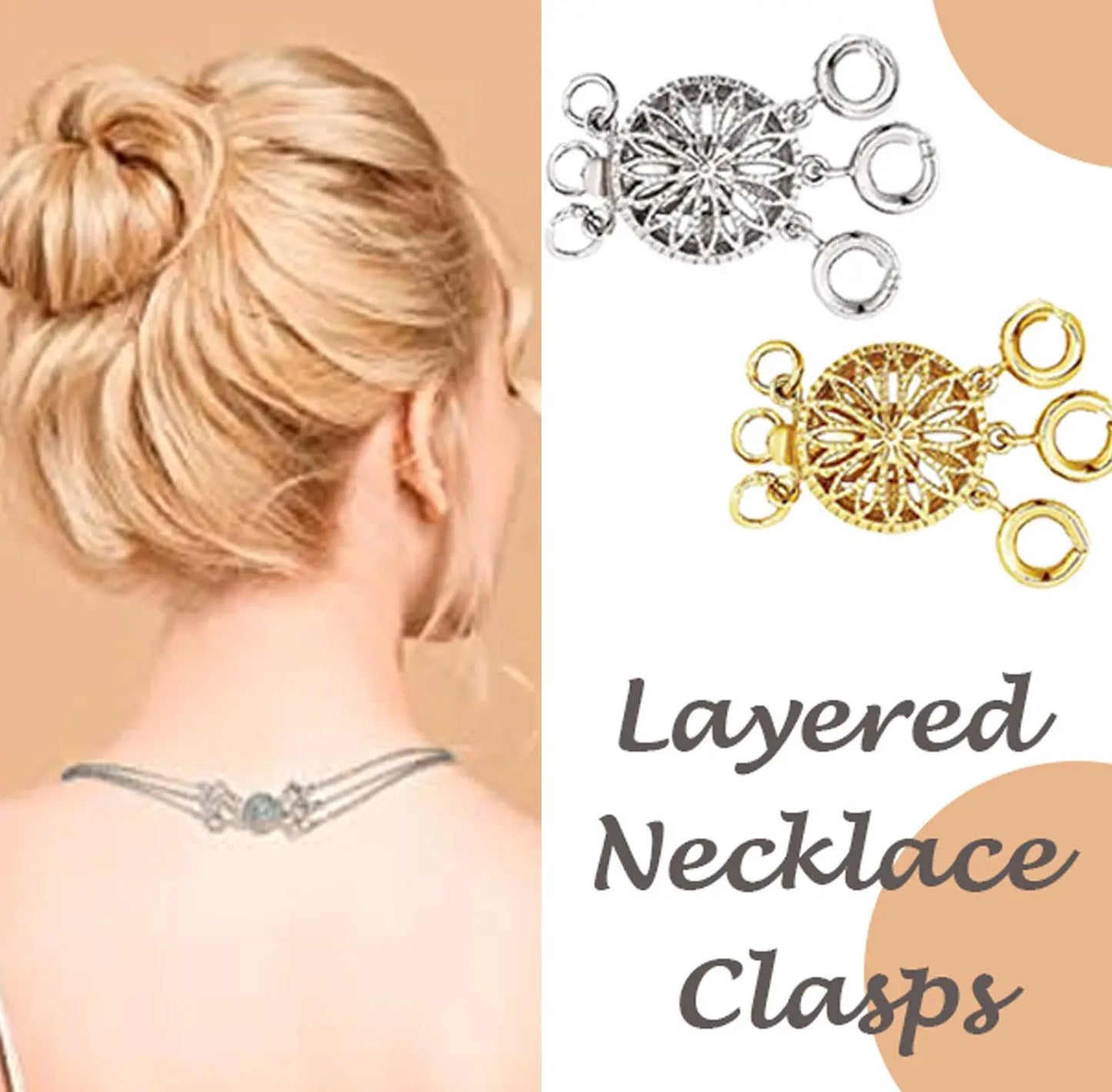 Layered Necklace Clasps Necklace Layering Clasp Multiple Bracelet Lock Connectors with Lobster Ring Clasps Jewelry DIY Findings - Artigo Importado