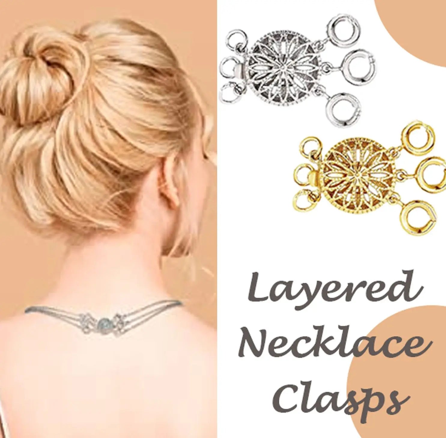 Layered Necklace Clasps Necklace Layering Clasp Multiple Bracelet Lock Connectors with Lobster Ring Clasps Jewelry DIY Findings - Artigo Importado