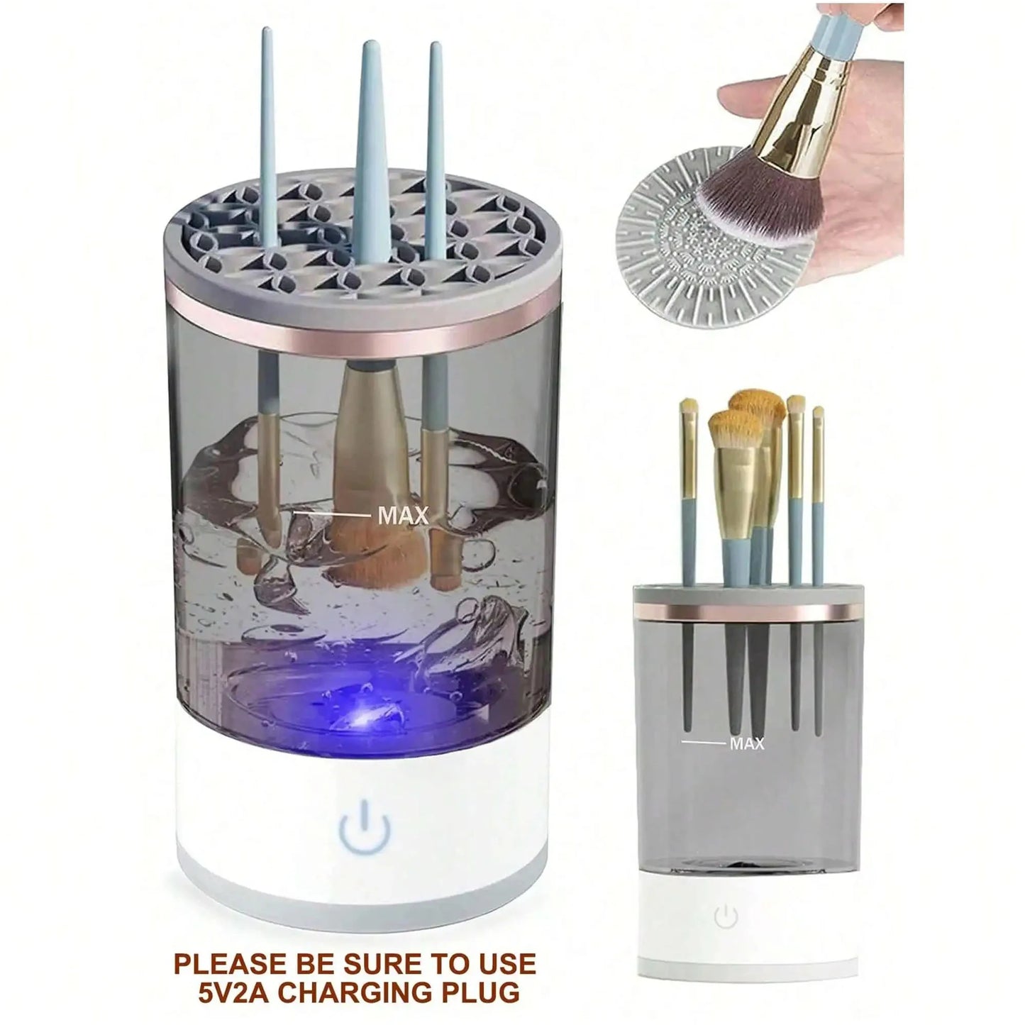 Electric Makeup Brush Cleaner Deep-Cleans All Brush Types, Removes Bacteria, And Protects Skin. - Artigo Importado