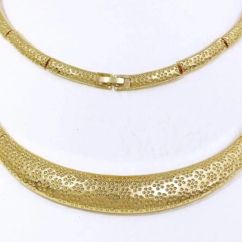 Minimalist Design Brazil Gold Color Jewelry Set For Women High Quality Jewelry Gold Plated Necklace Bracelet Earrings And Ring - Artigo Importado