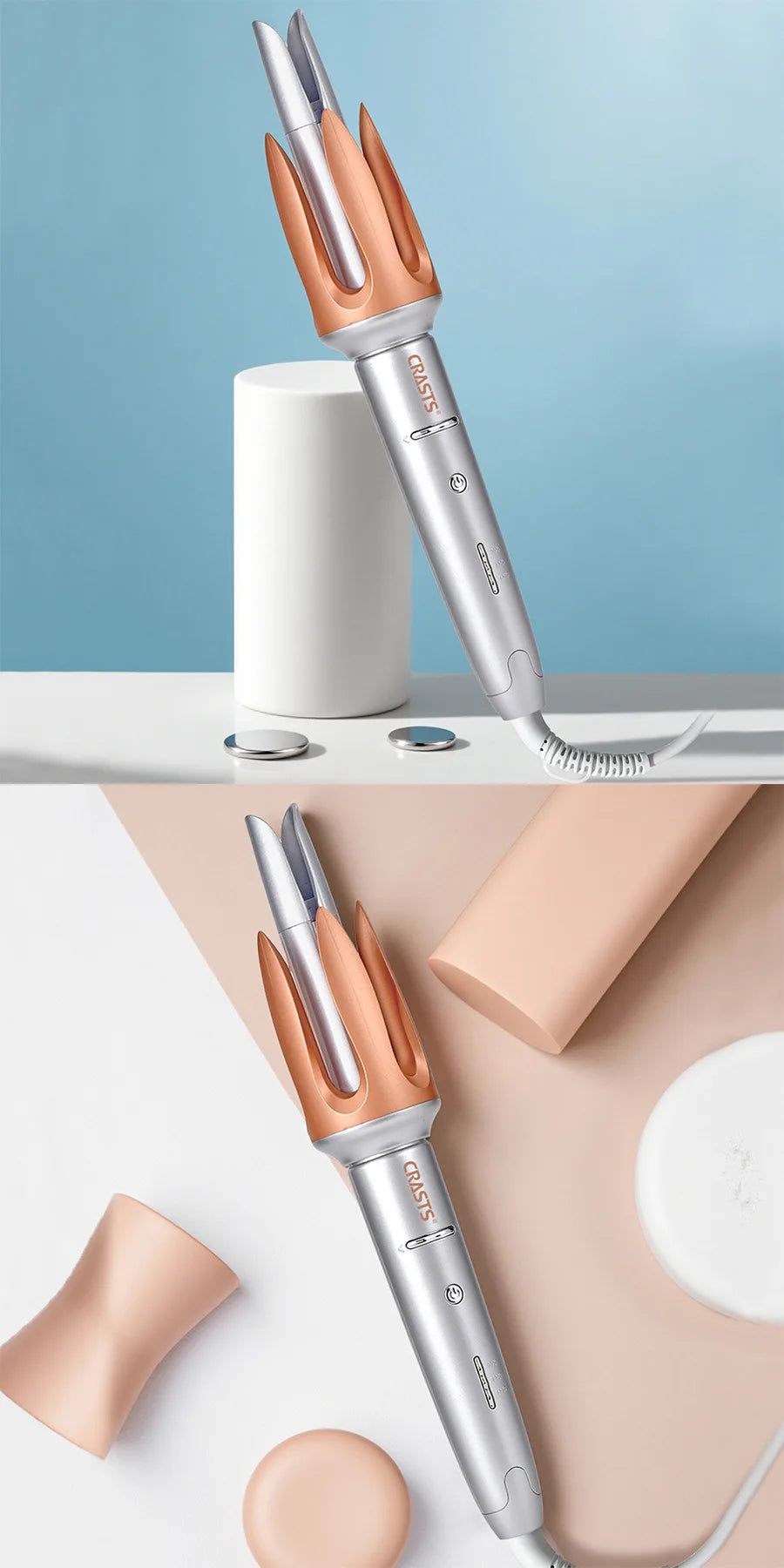 Automatic curling iron with large waves for long-lasting styling without damaging hair. Curling artifact - Artigo Importado