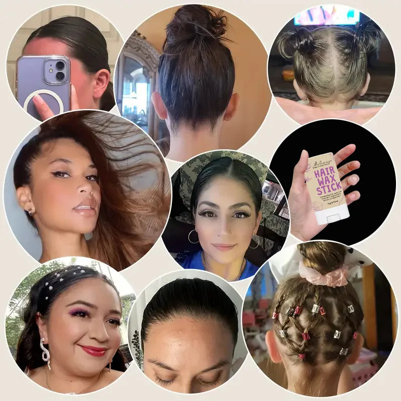 Women's styling hair wax stick Effectively smooths frizz, provides long-lasting hold, and creates a soft, shiny hairstyle. - Artigo Importado