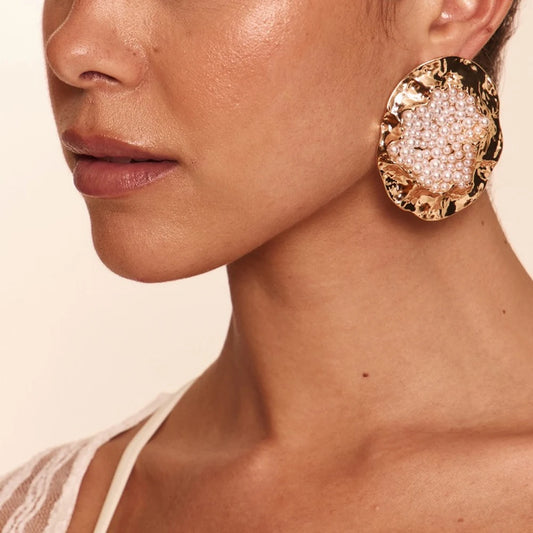 Statement Metal Round Exaggerated Earrings Trend for Women Wholesale 2025 Fashion Colorful Rhinestone Earrings Wedding Jewelry - Artigo Importado