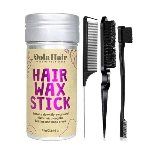 Styling Wax Sticks High Shine Smooth Hair and Wigs Solid Wax Sticks Natural Long-Lasting Anti-Frizz Pomade with 3 Combs Set - Artigo Importado