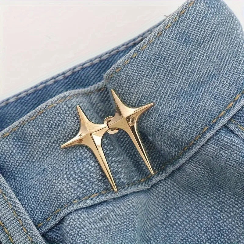 1 Pair Waist Buckle, A Star Shaped Waist Buckle Decorative Buttons, No Sewing, Detachable Button For Waist Adjustment - Artigo Importado