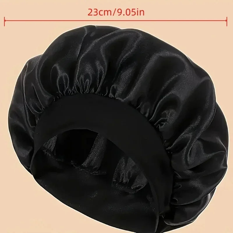 Silk Bonnet for Sleeping Satin Hair Bonnets Soft Elastic Band Silk Sleep Cap Silk Hair Wrap for Women Men Curly Hair Daily Use - Artigo Importado
