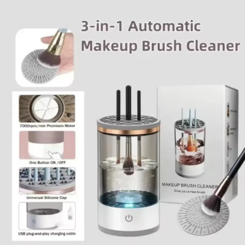 Smart Electric Makeup Brush Cleaner Powered by USB for Thorough Cleaning Simple to Use Washes And Dries Cosmetic Brushes - Artigo Importado