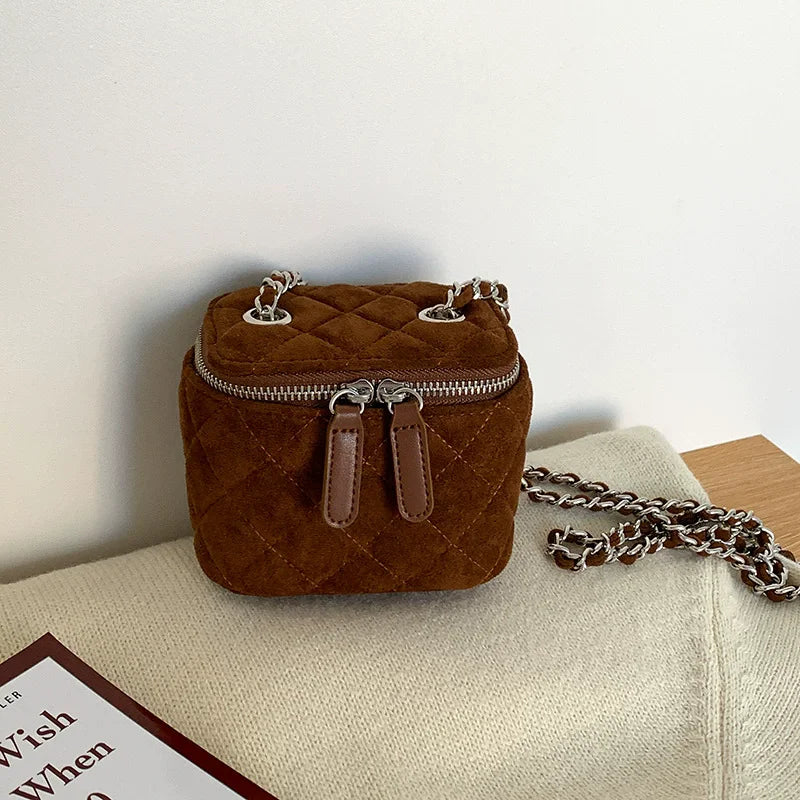 Mini Denim Crossbody Bags for Women 2026 Lingge Chains Shoulder Bag Fashion Brands Box Bag Lipstick Coins Purses and Handbags - Artigo Importado