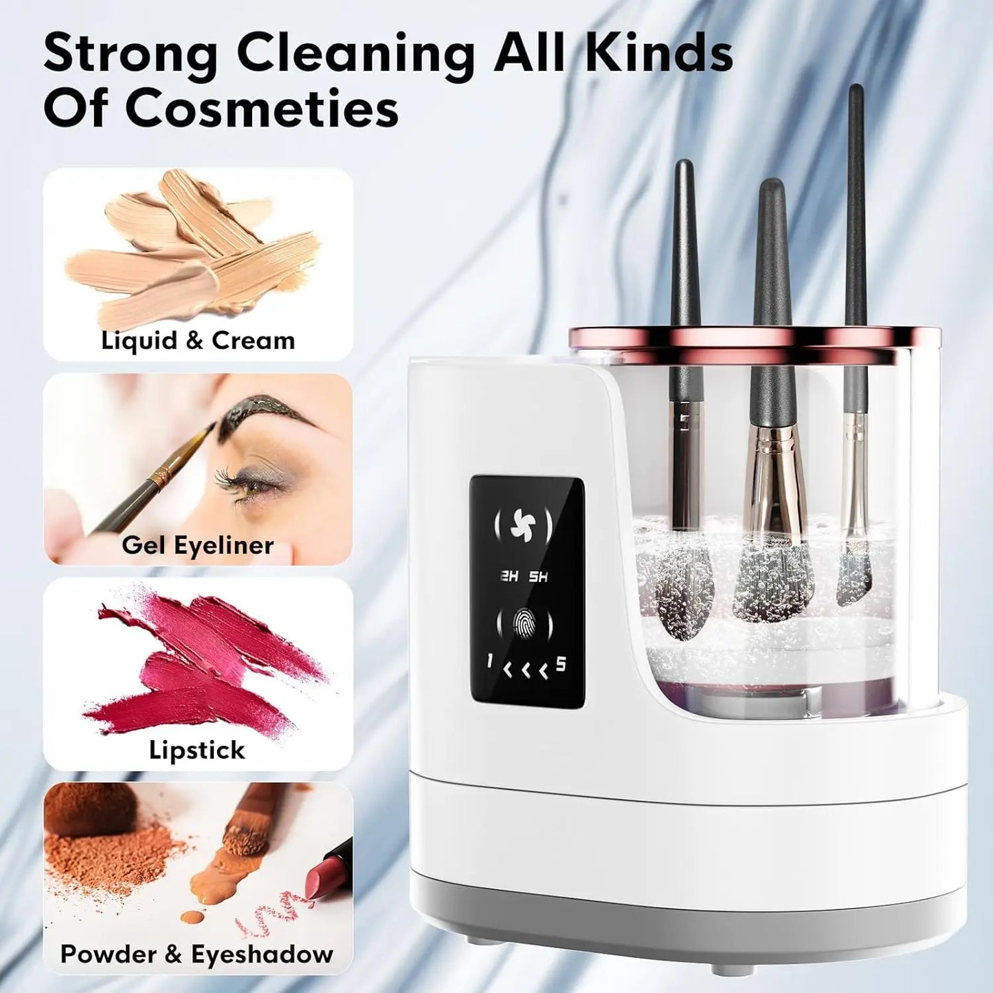 3 IN 1 Electric Makeup Brush Cleaner Automatic Makeup Brush Cleaner with Makeup Brush Dryerfor All Size Beauty Makeup Brush Set - Artigo Importado