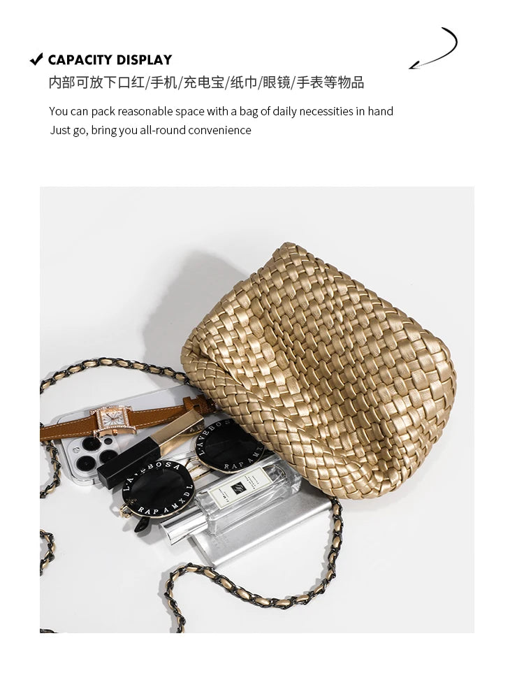 2025 Mini Women's crossbody Handbag Fashion Bag Hand-woven Crossbody Bags  Small Size For Women Woven Tote Bag - Artigo Importado