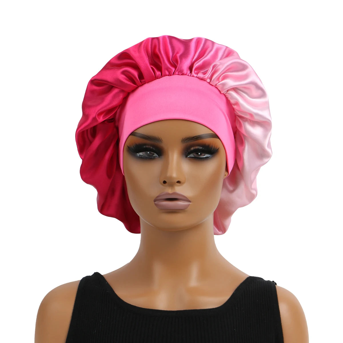 Satin Silk Bonnet Cap with Frontal Wrap, Wide Band, Colorful Fade Printing, Soft Nightcaps, Hair Protect Sleep, Extra Big Size - Artigo Importado