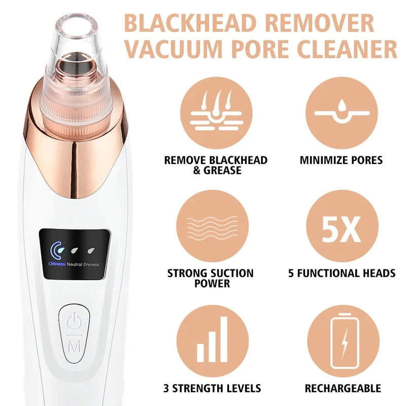 Electric Blackhead Remover Vacuum Acne Cleaner Black Spots Removal Facial Deep Cleansing Pore Cleaner Machine Skin Care Tools - Artigo Importado