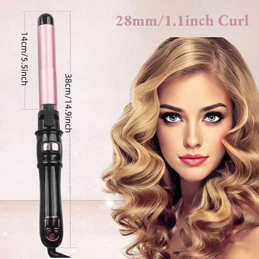 Automatic Hair Curler 1.1inches Rotating Curling Iron with LED Display Fast Heating Curling Wand Hair Curler for Home&Travel Use - Artigo Importado
