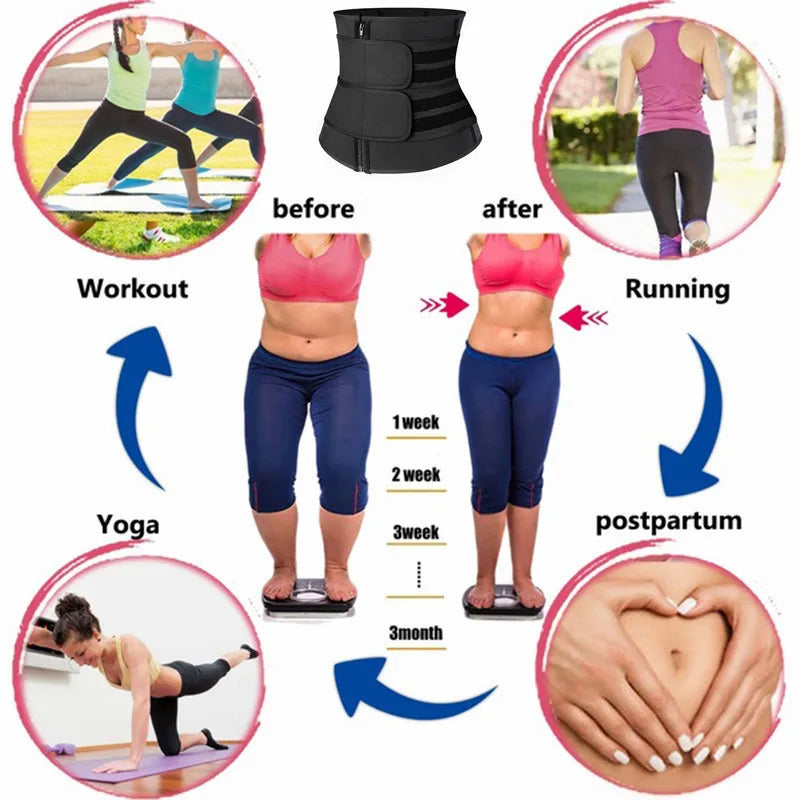 1pc Waist Trainer Slimming Body Shaper Fitness Belt Weight Loss Fat Burning Sport Girdle Sweat Trimmer Workout Cincher Shapewear - Artigo Importado