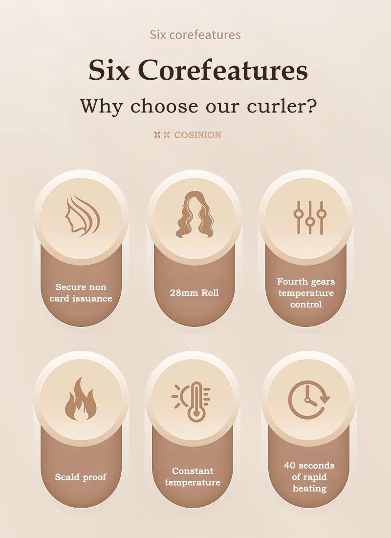 Automatic Hair Curler 28mm Negative Ions Electric Ceramic Curling Hair Stick Rotating Curl Waves Anti-Tangle Curling Iron Styler - Artigo Importado