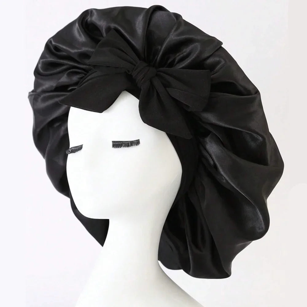 Satin Silk Hair Bonnet | Adjustable Tie Band | Sleep Bonnet for Women Men | Unisex Protective Headwear - Artigo Importado