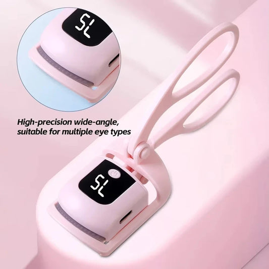 Heated Eyelash Curler with Lcd Display Silicone Pads Eyelash Protection Natural Curling Without Damaging Eyelashes Rechargeable - Artigo Importado