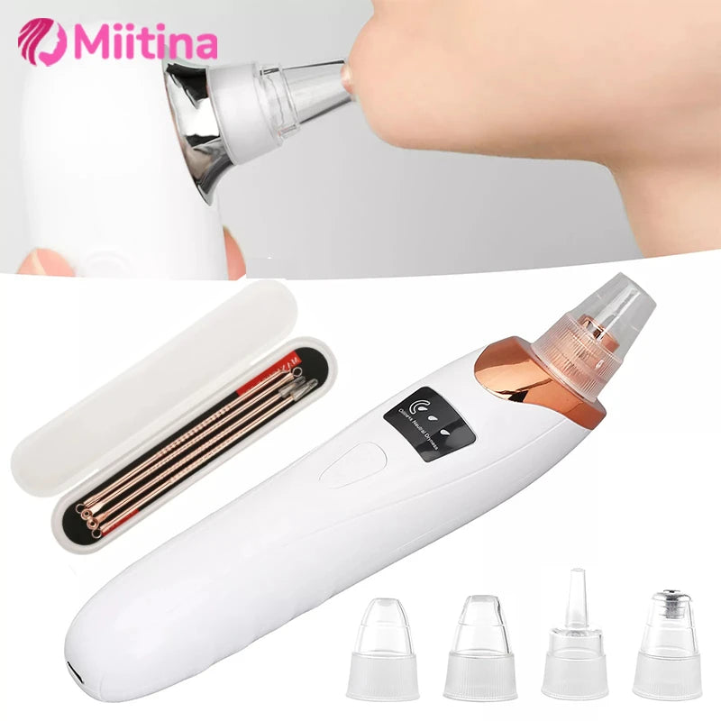 Blackhead Remover Vacuum Suction USB Rechargeable Facial Pore Cleaner Spot Acne Pimple Black Head Deep Extractor Skin Care Kit - Artigo Importado