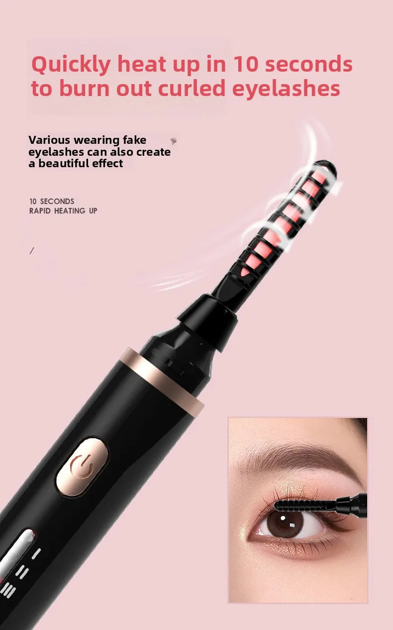 Portable Heated Electric Women Stereotypes Eyelash Curler USB Rechargeable Long Lasting Eyelash Curler Quick Heated Beauty Tools - Artigo Importado