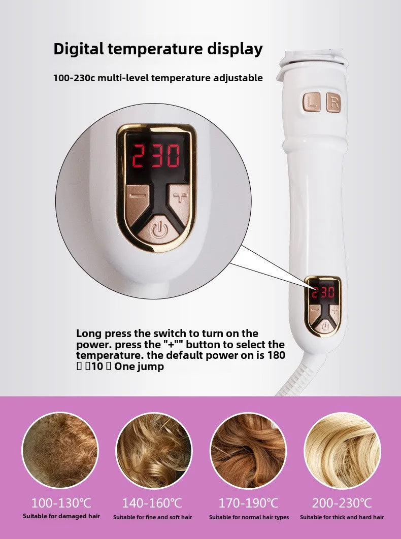 Automatic Hair Curler 1.1inches Rotating Curling Iron with LED Display Fast Heating Curling Wand Hair Curler for Home&Travel Use - Artigo Importado