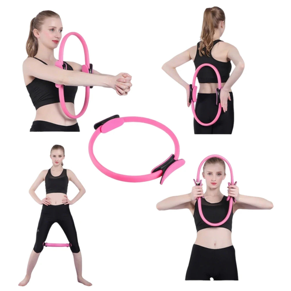 Pilates Ring Fitness Circle with Non Slip Handles Flexible Resistance Exercise Equipment for Toning Inner & Outer Thighs - Artigo Importado