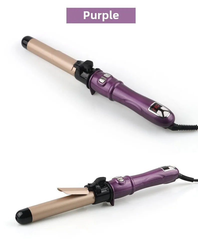 Automatic Hair Curler 1.1inches Rotating Curling Iron with LED Display Fast Heating Curling Wand Hair Curler for Home&Travel Use - Artigo Importado