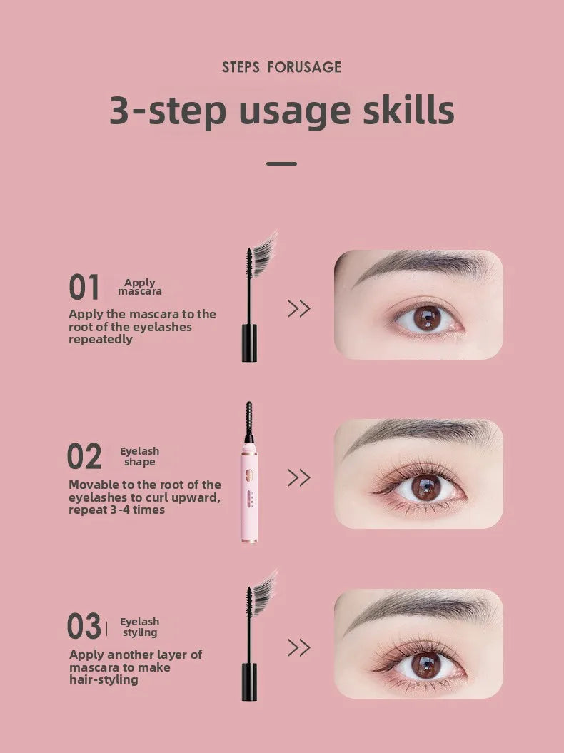 Portable Heated Electric Women Stereotypes Eyelash Curler USB Rechargeable Long Lasting Eyelash Curler Quick Heated Beauty Tools - Artigo Importado