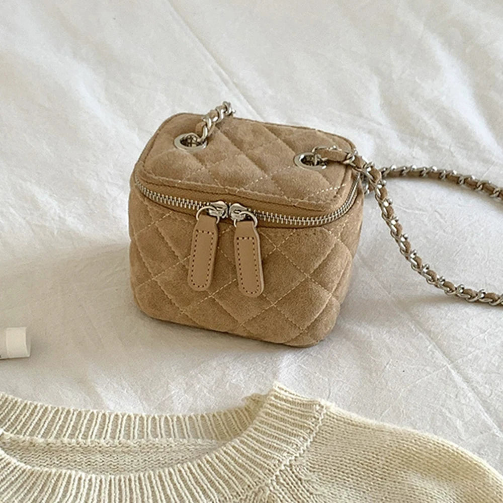 Mini Denim Crossbody Bags for Women 2026 Lingge Chains Shoulder Bag Fashion Brands Box Bag Lipstick Coins Purses and Handbags - Artigo Importado